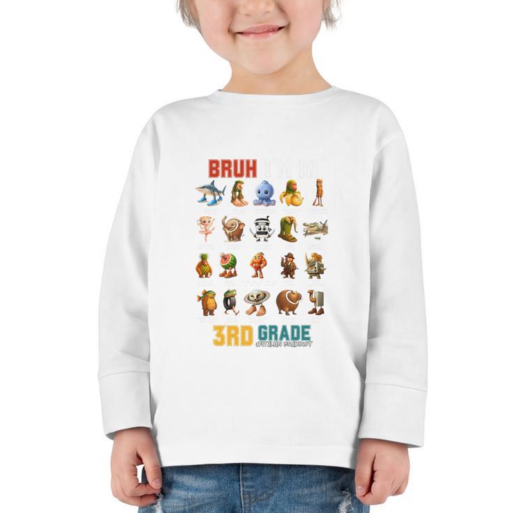 Bruh I’m In 3rd Grade Back To School Italian Brainrot Premium Tri-Blend Graphic Toddler Long Sleeve Tee