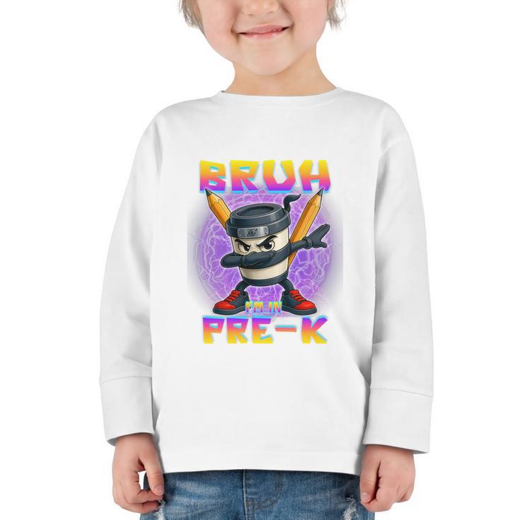 Bruh I'm In Pre-K Back To School Italian Brainrot Premium Tri-Blend Graphic Toddler Long Sleeve Tee