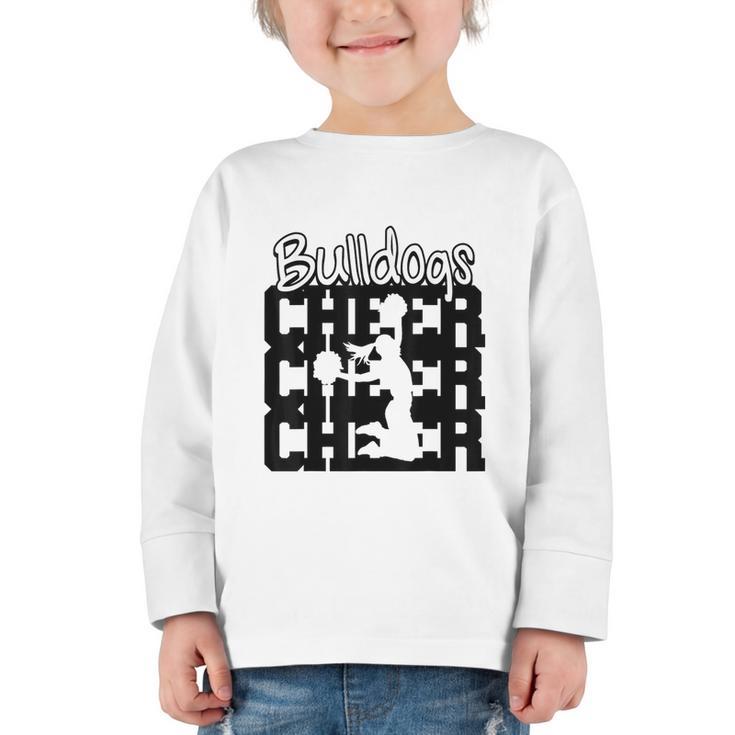 Bulldogs Cheer Back To School Cheerleading Spirit Graphic Toddler Long Sleeve Tee