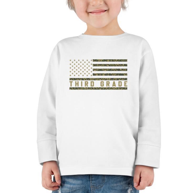 Camo American Flag Third Grade Back To School 3rd Grade Premium Tri-Blend Graphic Toddler Long Sleeve Tee