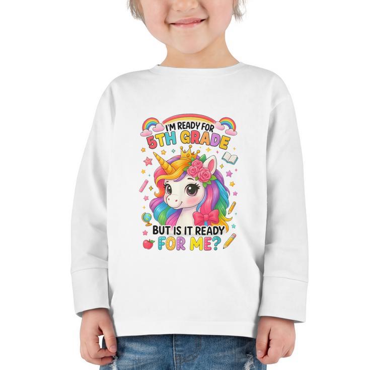 Crush Fifth Grade Girls Back To School Unicorn First Day Graphic Toddler Long Sleeve Tee