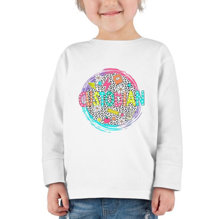 Cute Custodian Shirt First Day Of School Back To School Gift Graphic Toddler Long Sleeve Tee