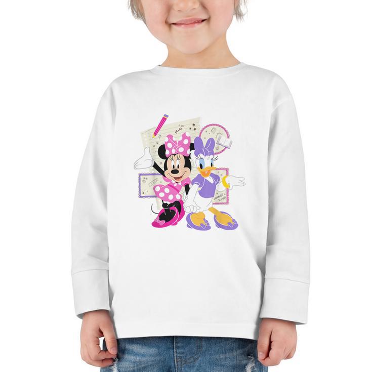 Disney Minnie & Daisy Back To School Best Friends BFFs Graphic Toddler Long Sleeve Tee