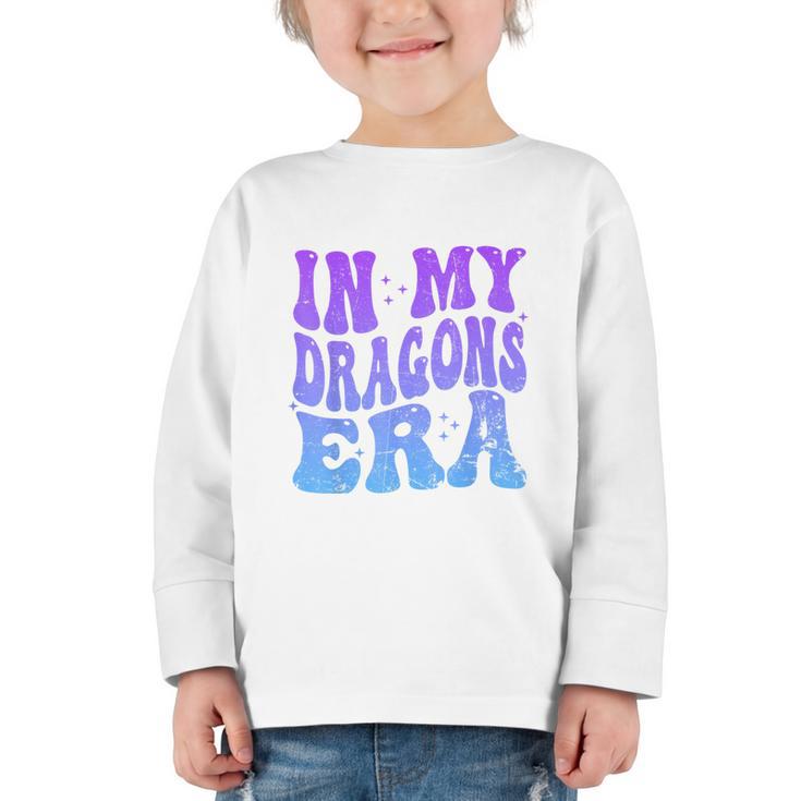 In My Dragons Era Back To School Spirit Game Retro Groovy Graphic Toddler Long Sleeve Tee