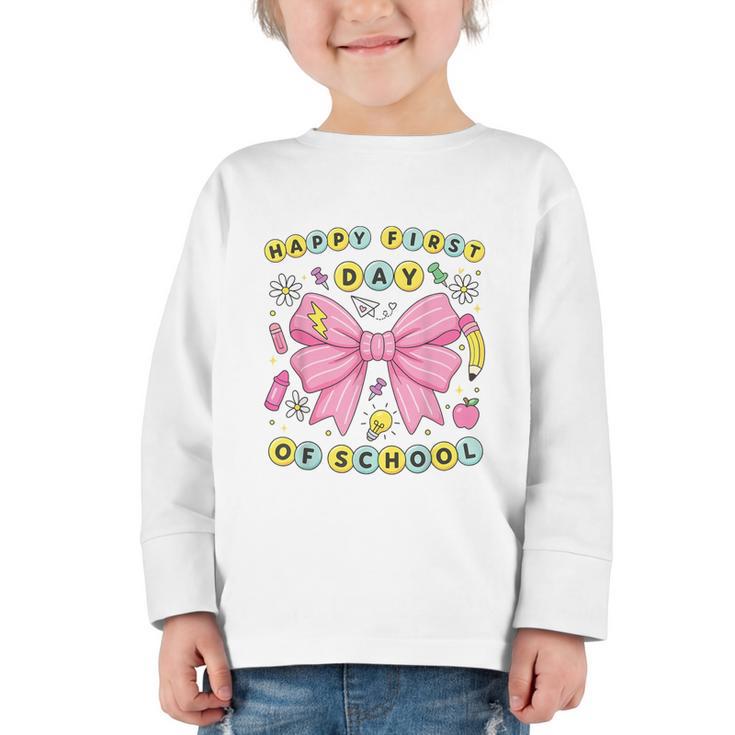 Friendship Bracelet Coquette Bow Back To School Girl Kids Graphic Toddler Long Sleeve Tee Friendship Bracelet Coquette Bow Back To School Girl Kids Graphic Toddler Long Sleeve Tee