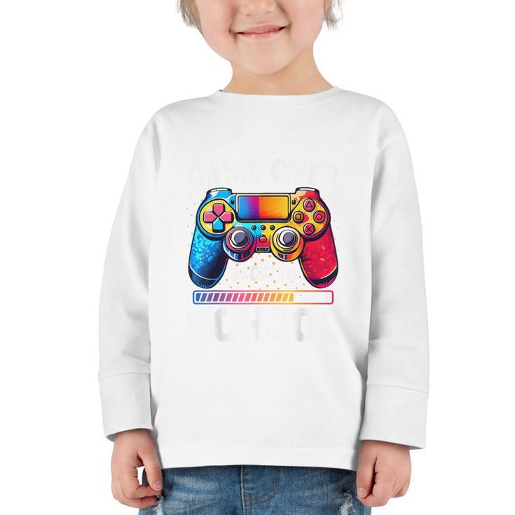 Game Over Back To School Shirt Kids First Day School Graphic Toddler Long Sleeve Tee