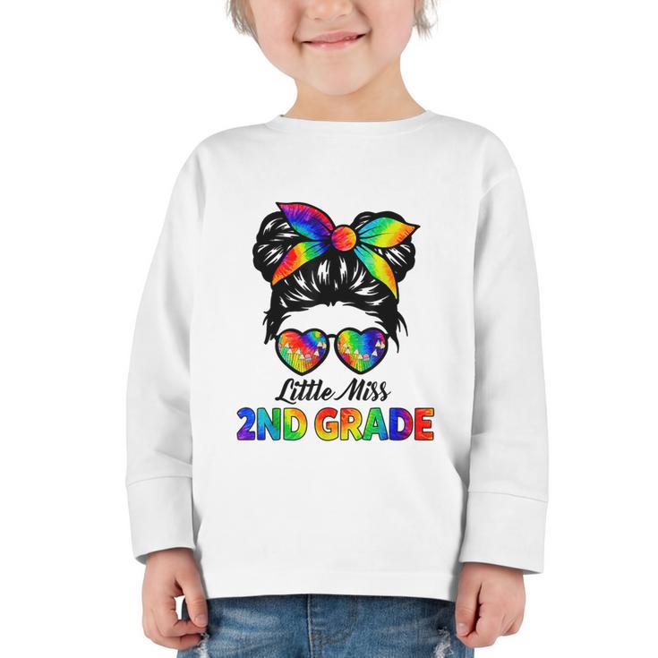 Girls Second Grade Back To School Cute Little Miss 2nd Grade Graphic Toddler Long Sleeve Tee