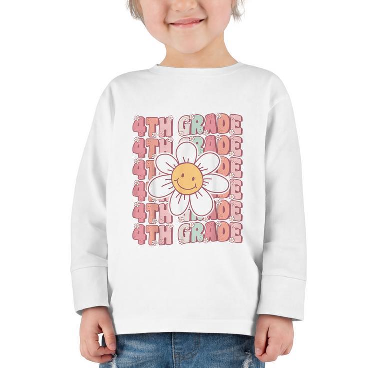 Groovy 4th Grade Back To School First Day Of Fourth Grade Graphic Toddler Long Sleeve Tee