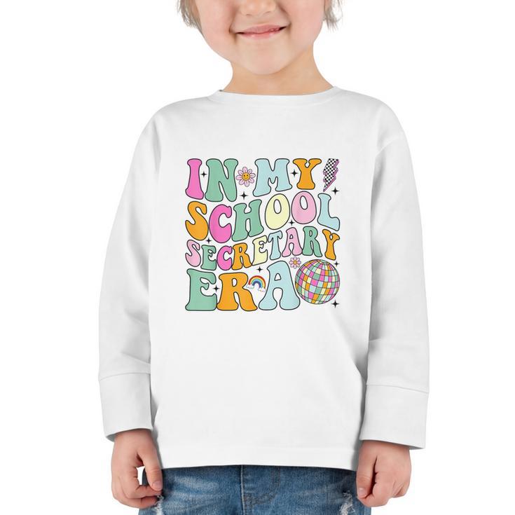 Groovy In My School Secretary Era Back To School Graphic Toddler Long Sleeve Tee