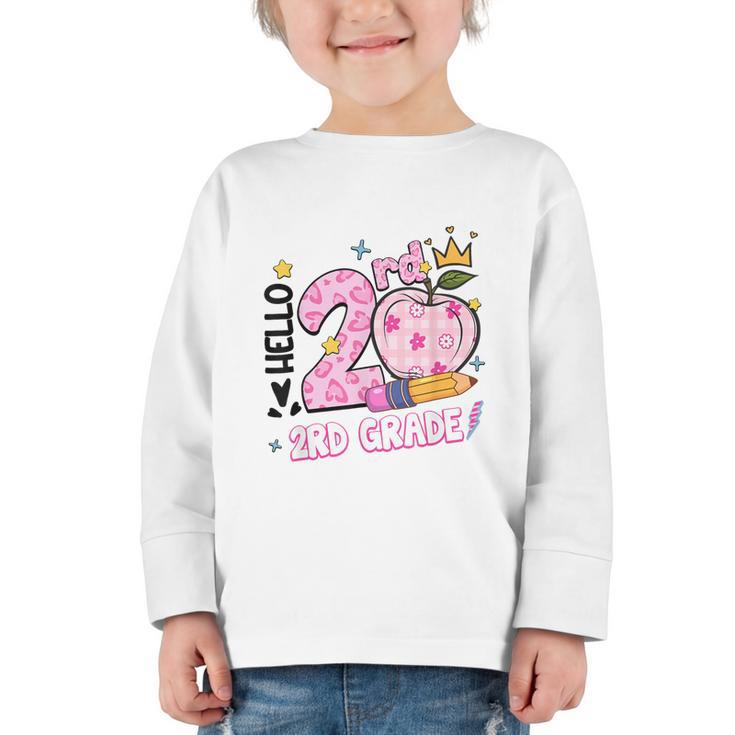 Hello Second 2nd Grade Leopard Tie Dye Girl Back To School Graphic Toddler Long Sleeve Tee
