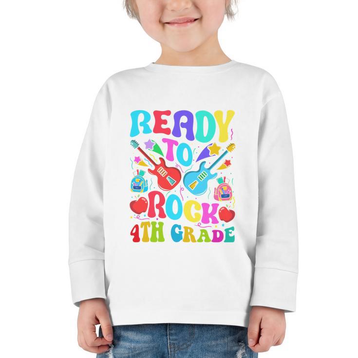Im Ready To Rock 4th Grade Back To School 4th Grade Guitar Performance Graphic Toddler Long Sleeve Tee