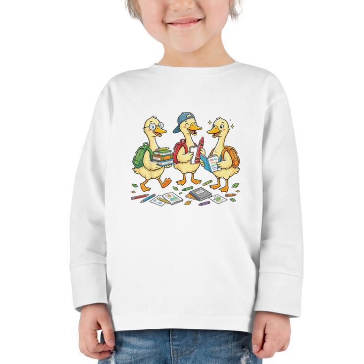 Kindergarten 1st Grade Goose Back To School Boys Graphic Toddler Long Sleeve Tee