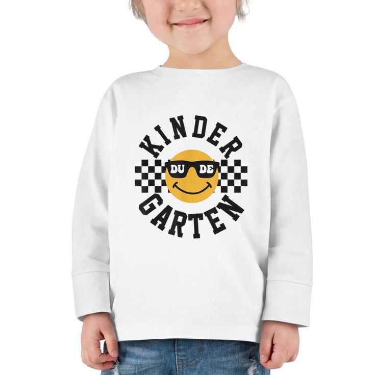 Kindergarten Dude Back To School Kinder Students Kids Graphic Toddler Long Sleeve Tee