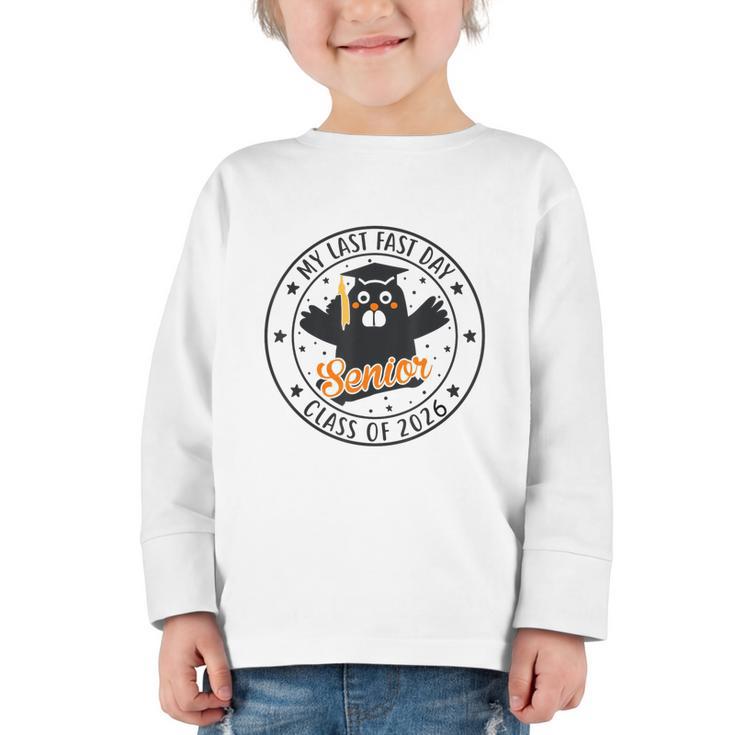 My Last First Day Senior 2026 Cat Back To School Cool Class Graphic Toddler Long Sleeve Tee