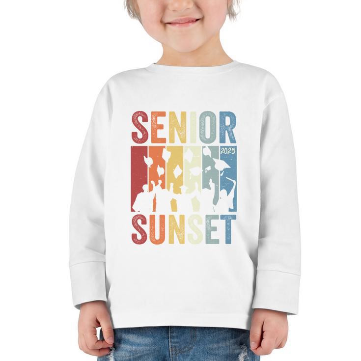 Last First Day Senior Sunset Class Of 2025 Back To School Performance Graphic Toddler Long Sleeve Tee