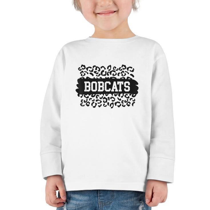 Leopard Bobcats School Spirit Fan Team Back To School Graphic Toddler Long Sleeve Tee