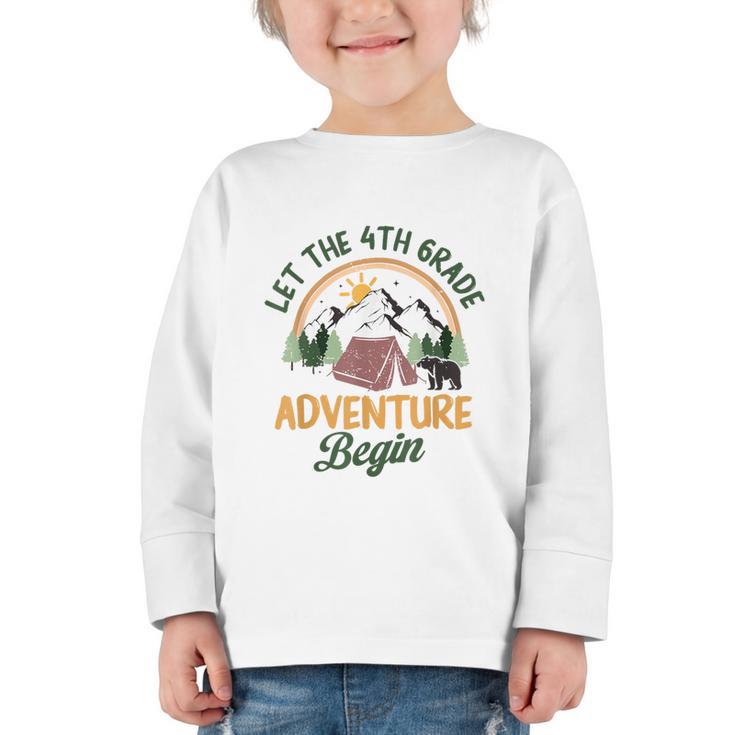 Let The 4th Grade Adventure Begin Camping Back To School Graphic Toddler Long Sleeve Tee
