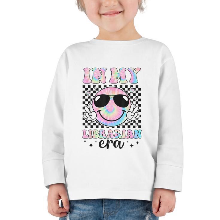 In My Librarian Era Groovy Tie Dye Back To School Graphic Toddler Long Sleeve Tee