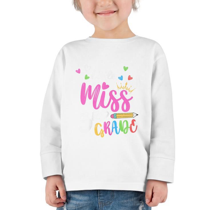 Little Misss Third Grade Back To School 3rd Grader Girl Graphic Toddler Long Sleeve Tee