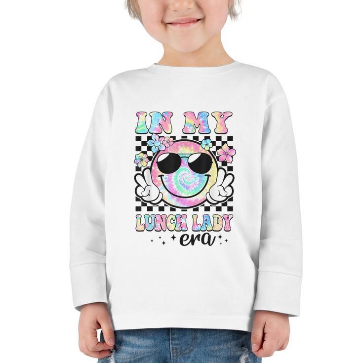 In My Lunch Lady Era Groovy Retro Back To School Graphic Toddler Long Sleeve Tee