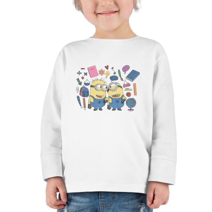 Minions Back To School Sketched Graphic Toddler Long Sleeve Tee