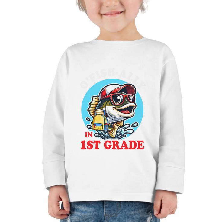 O’Fish-Ally a 1st Grade Mom Back To School Premium Tri-Blend Graphic Toddler Long Sleeve Tee