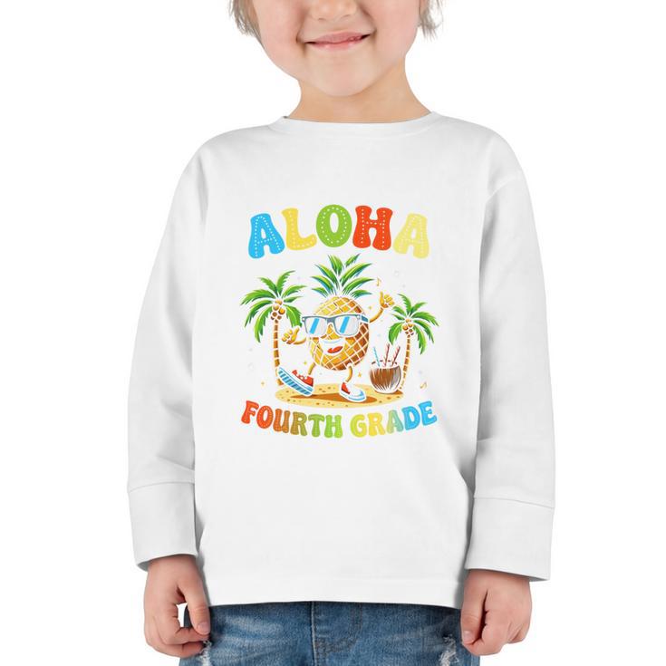 Pinapple Beach Back To School Day Aloha Fourth Grade Performance Graphic Toddler Long Sleeve Tee