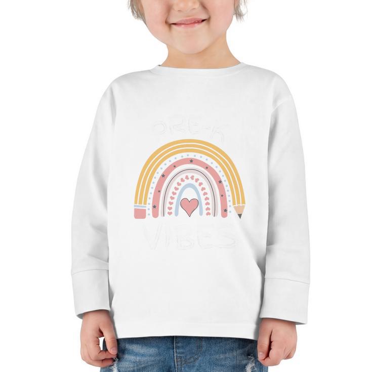 Pre-K Vibes Pencil Rainbow Back To School Boys Girls Kids Premium Tri-Blend Graphic Toddler Long Sleeve Tee