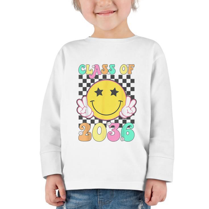 Retro Class Of 2036 Grow With Me Back To School Kindergarten Graphic Toddler Long Sleeve Tee