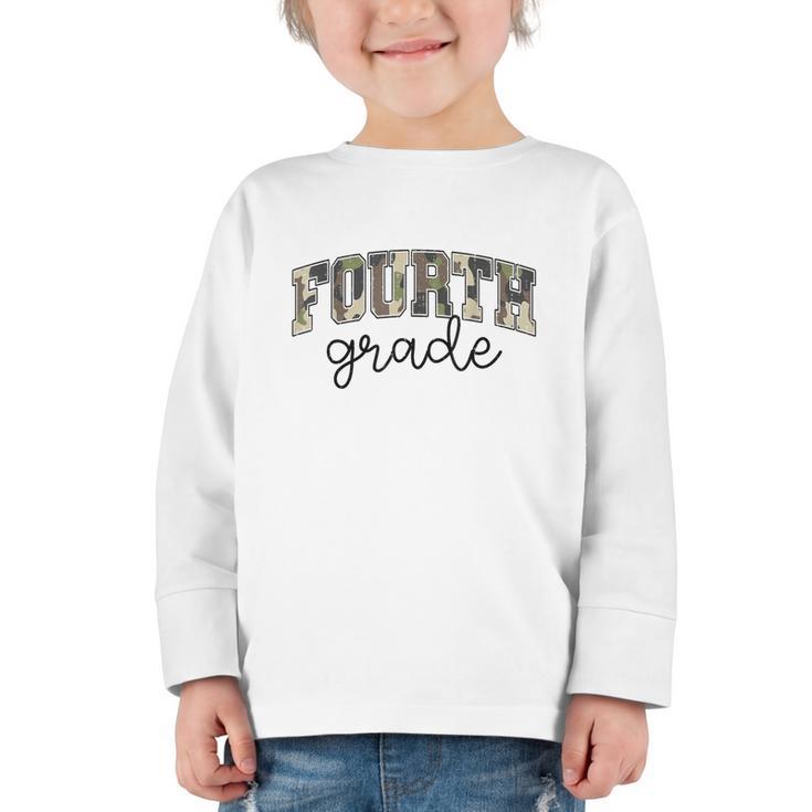 Retro Fourth Grade Camo Back To School Girls Boys 4th Grade Graphic Toddler Long Sleeve Tee