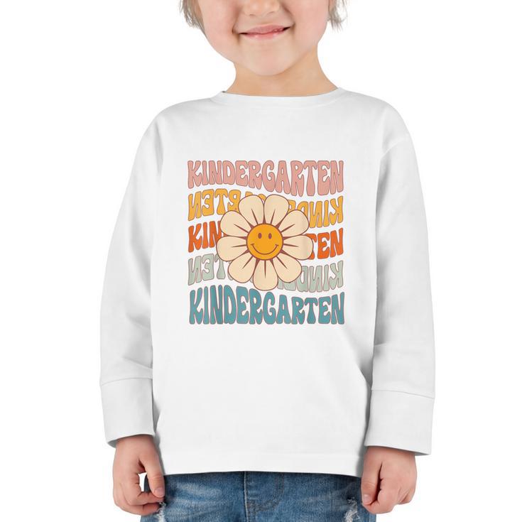 Retro Kindergarten Daisy Colorful Back To School Student Kid Graphic Toddler Long Sleeve Tee