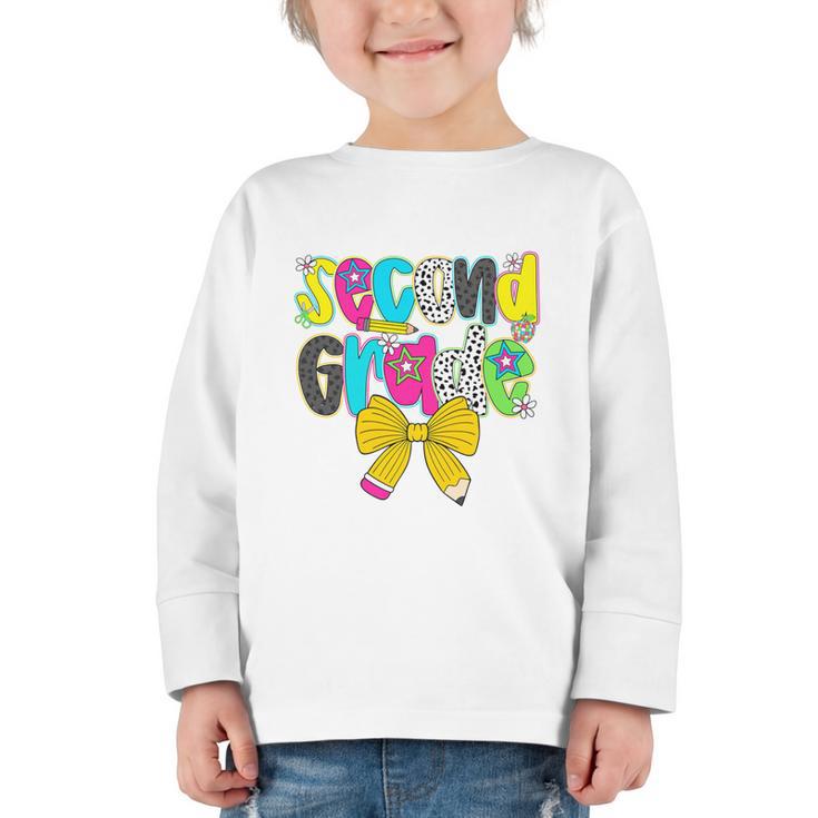 Second Grade Coquette Bow First Day Of School Back To School Performance Graphic Toddler Long Sleeve Tee