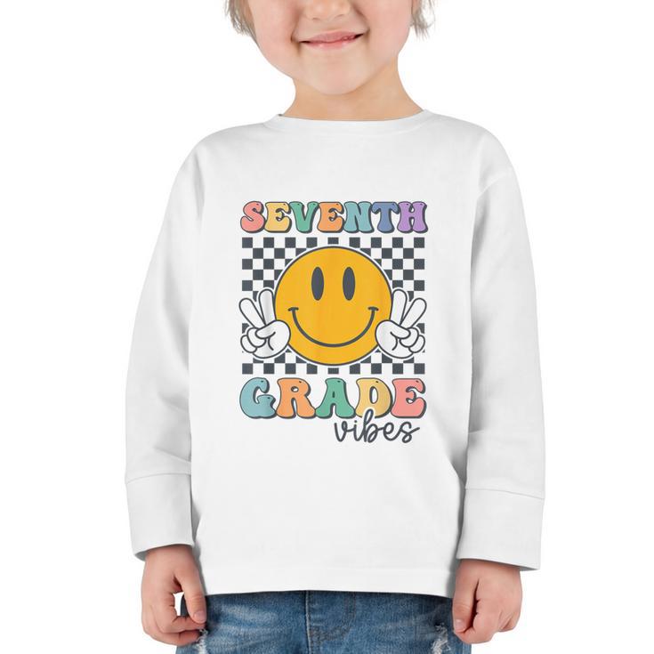 Seventh Grade Vibes Cute Smile Back To School 7th Grade Team Graphic Toddler Long Sleeve Tee
