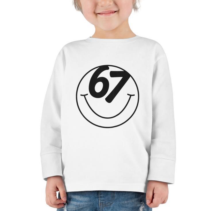 Six Seven Meme Viral Internet Sound 67 Back To School Graphic Toddler Long Sleeve Tee