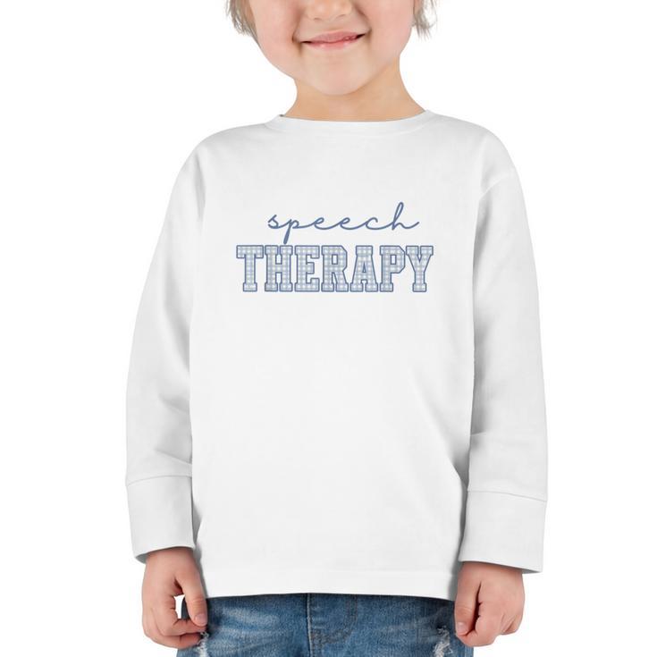 Speech Therapy Gingham SLP Therapist Summer Back To School Graphic Toddler Long Sleeve Tee