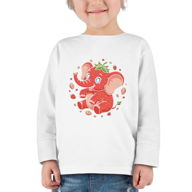 Strawberry Elephant Italian Brainrot Meme Back To School Premium Tri-Blend Graphic Toddler Long Sleeve Tee