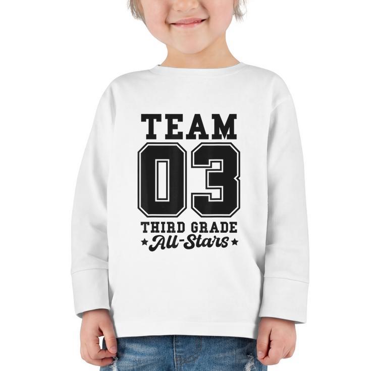 Team 3rd Grade All-Stars Back To School Sports Jersey Graphic Toddler Long Sleeve Tee