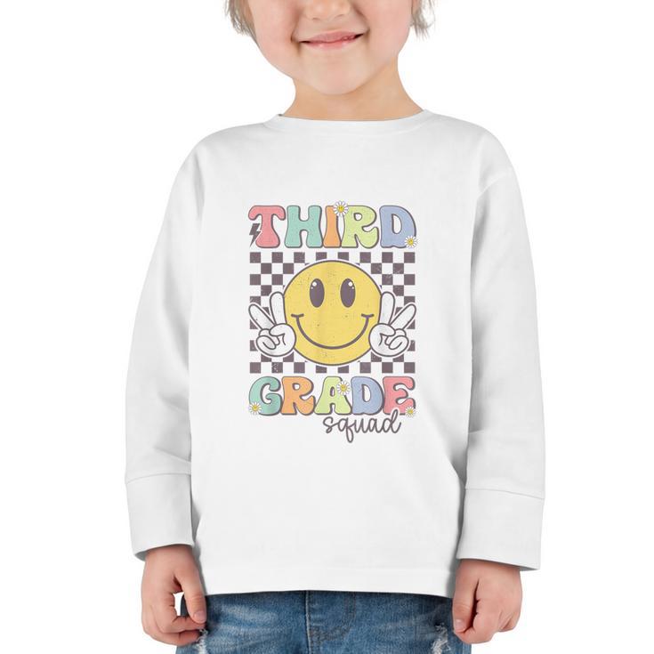 Third Grade Squad Smile Face 3rd Grade Back To School Graphic Toddler Long Sleeve Tee