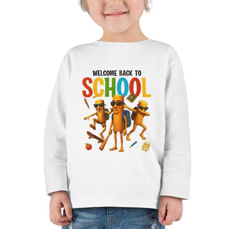 Tung Tung Sahur Back To School Brainrot Meme Boys Girls Kid Graphic Toddler Long Sleeve Tee