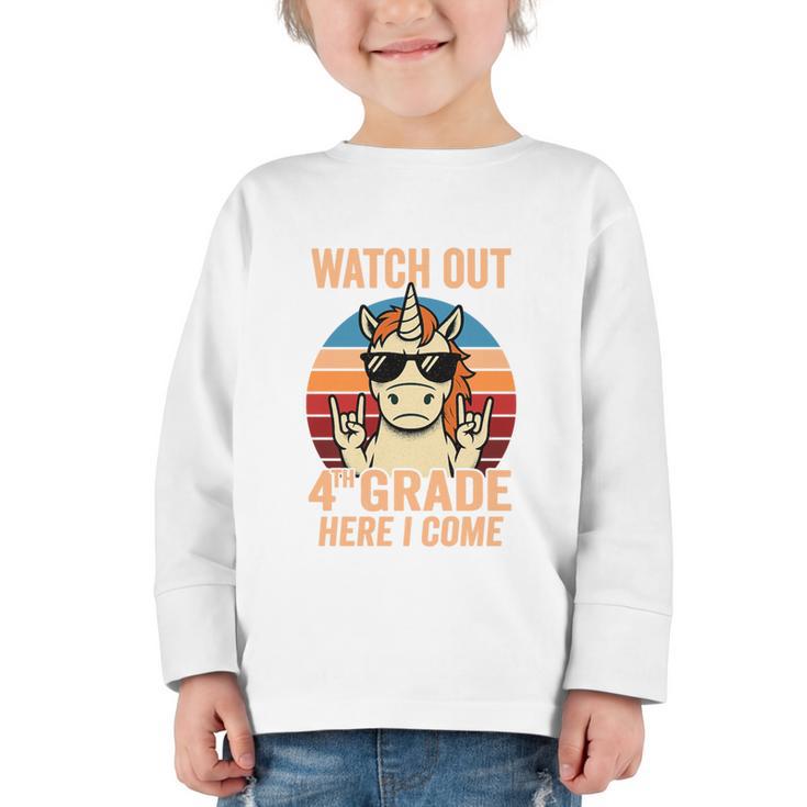 Watch Out Fourth Grade 2026 Back To School 4th Grade Boys Premium Tri-Blend Graphic Toddler Long Sleeve Tee