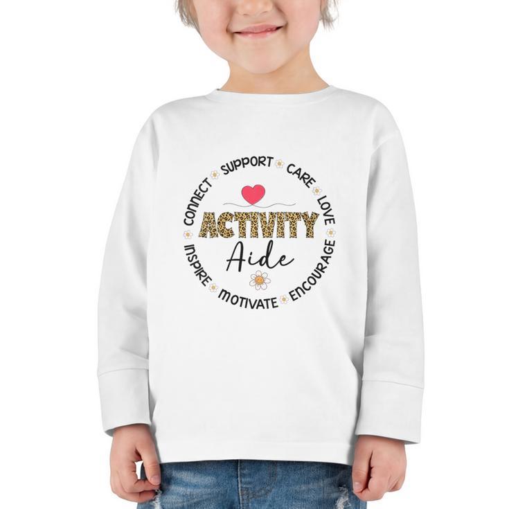 Women's Leopard Activity Aide Appreciation Week Back To School Graphic Toddler Long Sleeve Tee