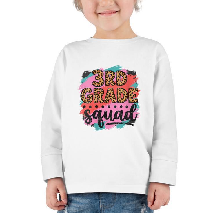 Women's Third 3rd Grade Squad Back To School Animal Print Girl Tee Graphic Toddler Long Sleeve Tee