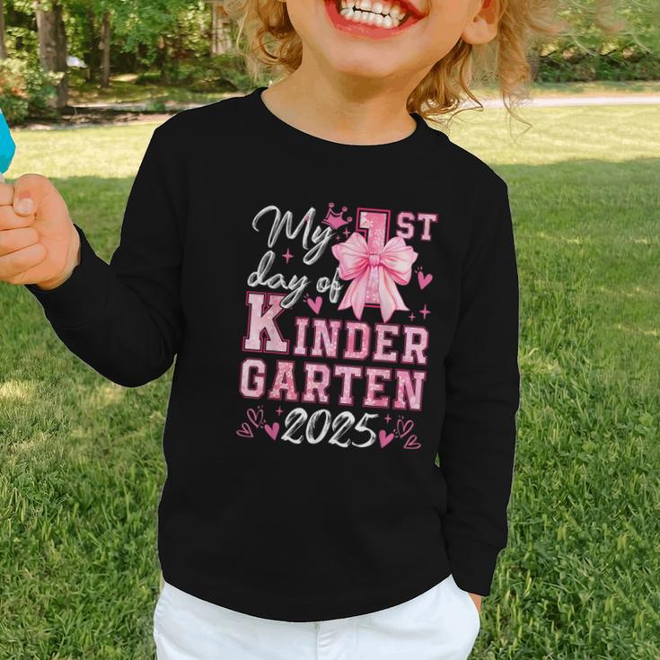 My 1st Day Of Kindergarten 2025 Back To School Girls Graphic Toddler Long Sleeve Tee My 1st Day Of Kindergarten 2025 Back To School Girls Graphic Toddler Long Sleeve Tee