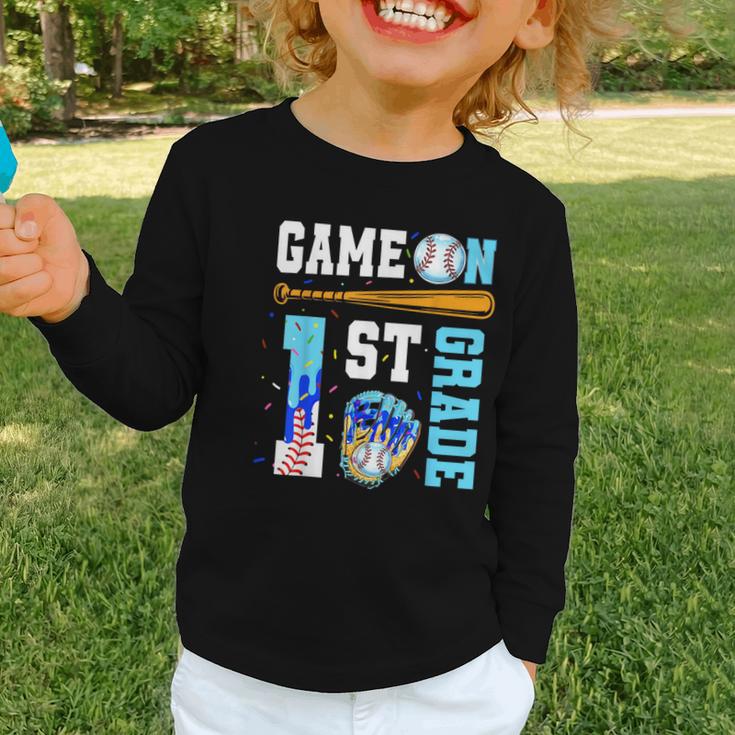 1st Grade Back To School Baseball Drip Ice Cream Game On Graphic Toddler Long Sleeve Tee 1st Grade Back To School Baseball Drip Ice Cream Game On Graphic Toddler Long Sleeve Tee