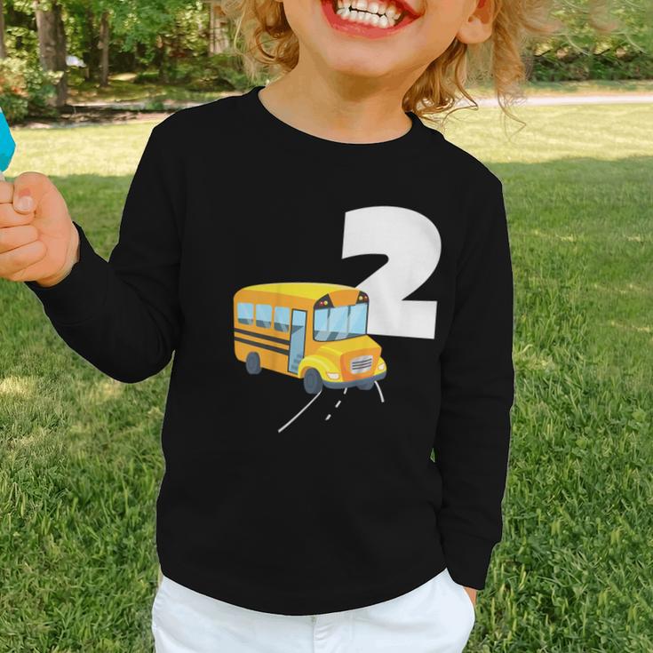 2nd Birthday School Bus Kids Back To School Themes Party Graphic Toddler Long Sleeve Tee 2nd Birthday School Bus Kids Back To School Themes Party Graphic Toddler Long Sleeve Tee