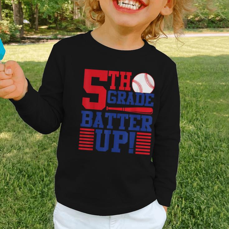 5th Grade Batter Up Back To School Fifth Grade Baseball Boys Graphic Toddler Long Sleeve Tee