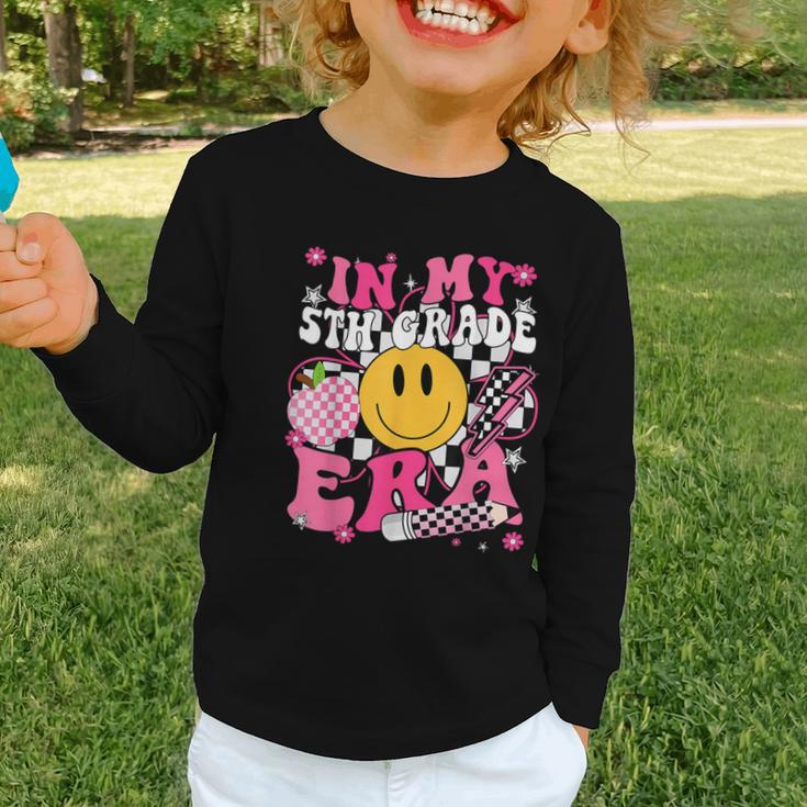 In My 5th Grade Era First Day Of School Back To School Retro Graphic Toddler Long Sleeve Tee