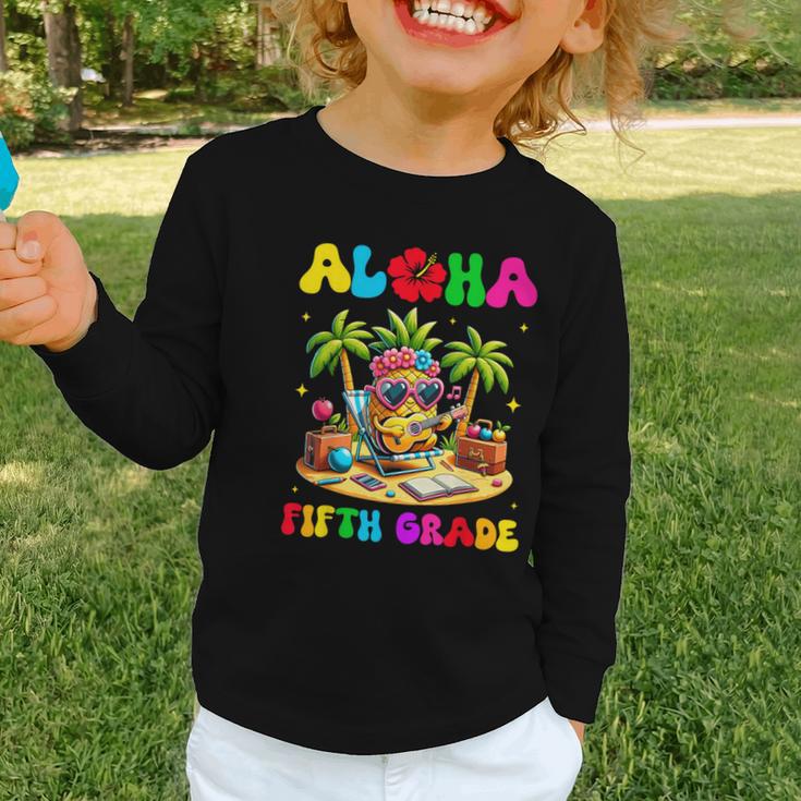Aloha Fifth Grade Pineapple Hawaii Back To School Kids Girl Graphic Toddler Long Sleeve Tee Aloha Fifth Grade Pineapple Hawaii Back To School Kids Girl Graphic Toddler Long Sleeve Tee