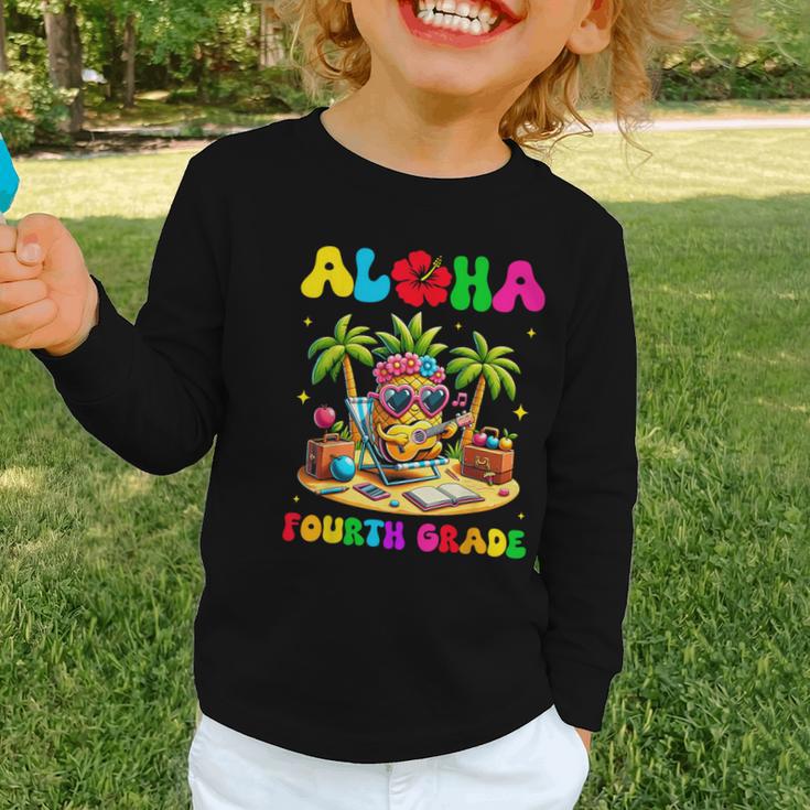 Aloha Fourth Grade Pineapple Hawaii Back To School Kids Girl Graphic Toddler Long Sleeve Tee Aloha Fourth Grade Pineapple Hawaii Back To School Kids Girl Graphic Toddler Long Sleeve Tee