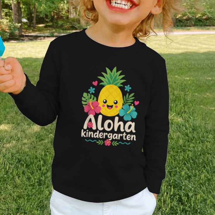 Aloha Kindergarten Pineapple Back To School Graphic Toddler Long Sleeve Tee Aloha Kindergarten Pineapple Back To School Graphic Toddler Long Sleeve Tee